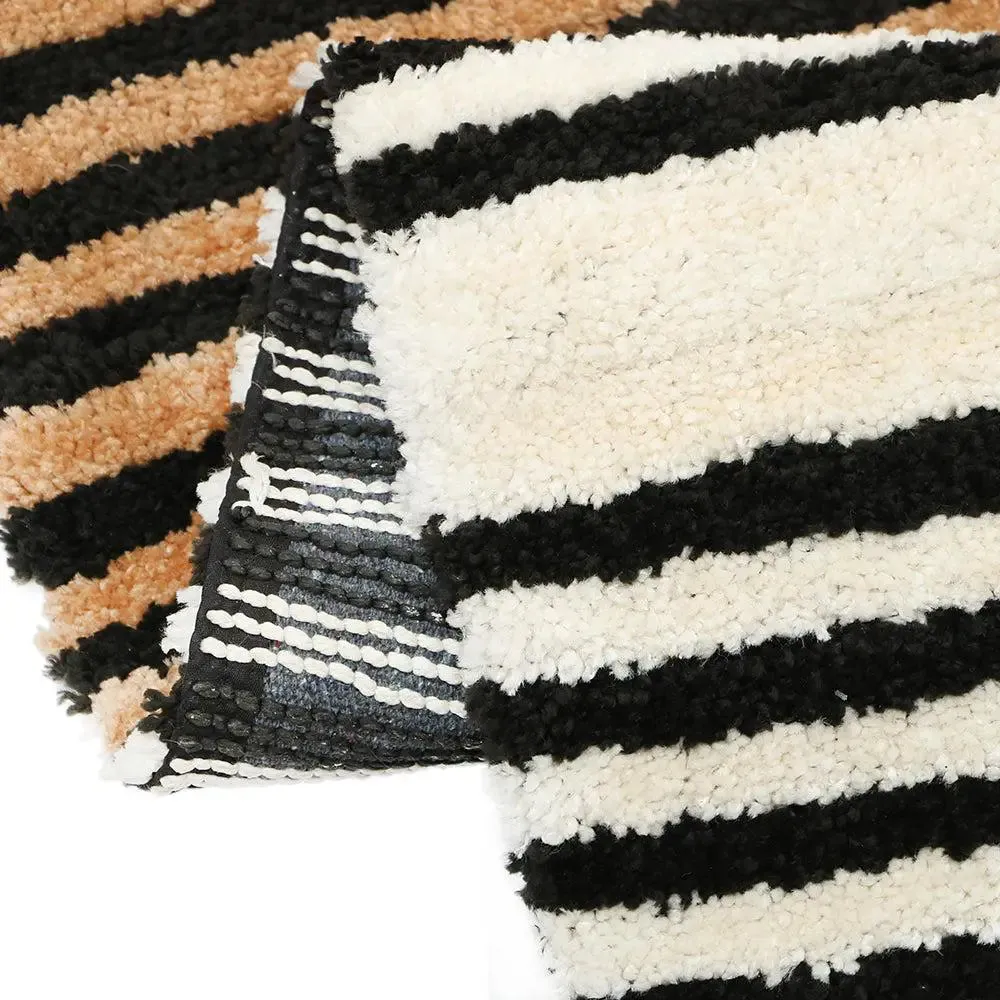 Black & Golden Striped Microfiber Soft Floor Runner
