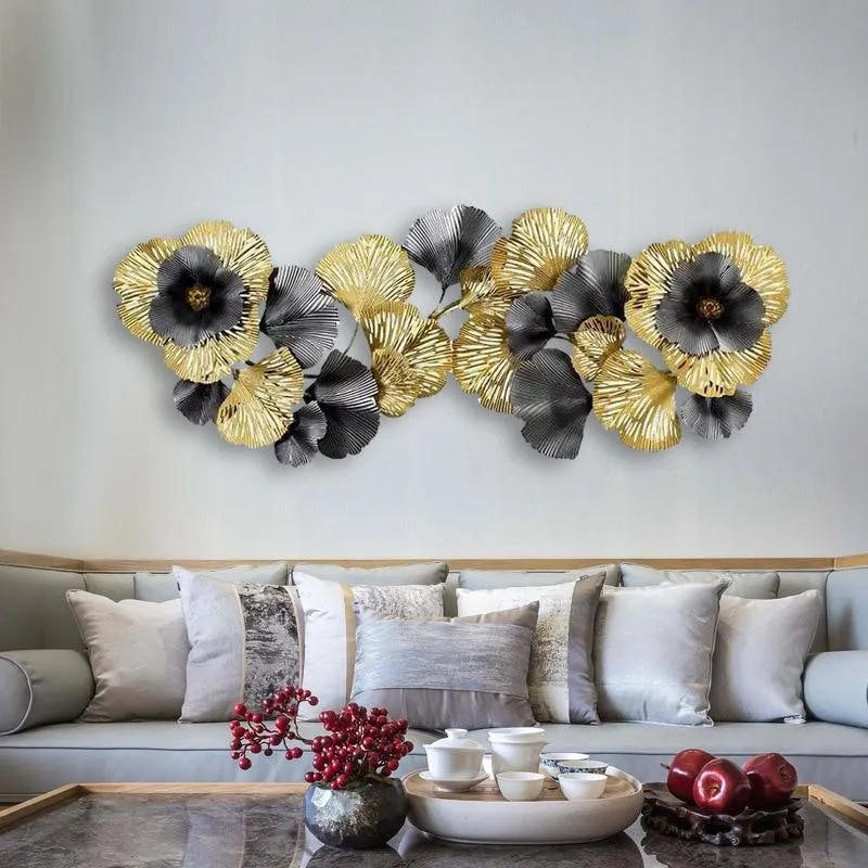 Black & Golden Wild Merging Flowers Metal Wall Art