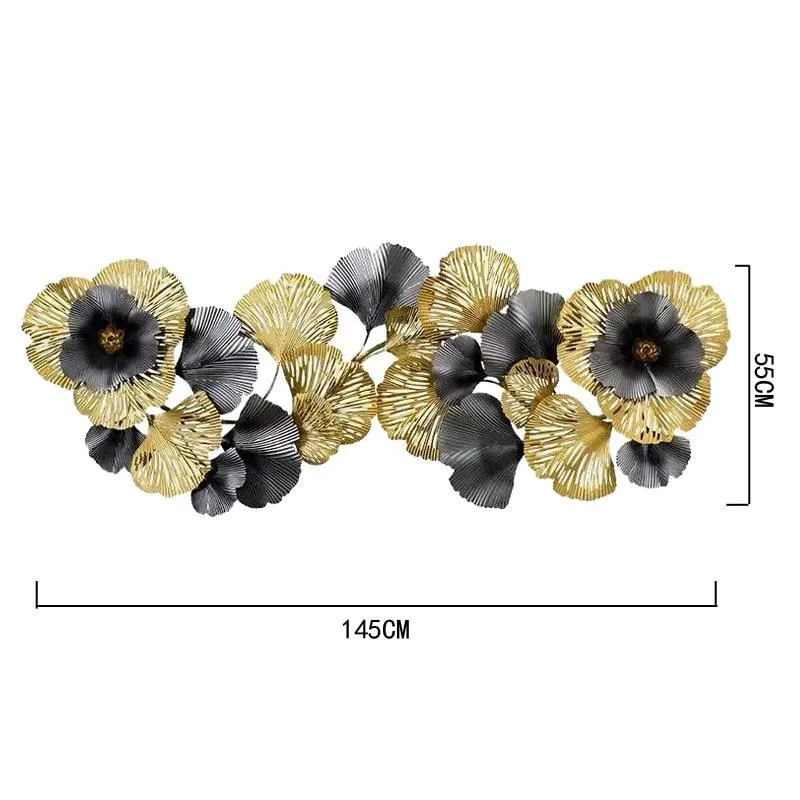 Black & Golden Wild Merging Flowers Metal Wall Art