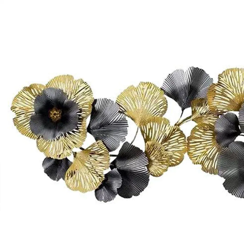 Black & Golden Wild Merging Flowers Metal Wall Art