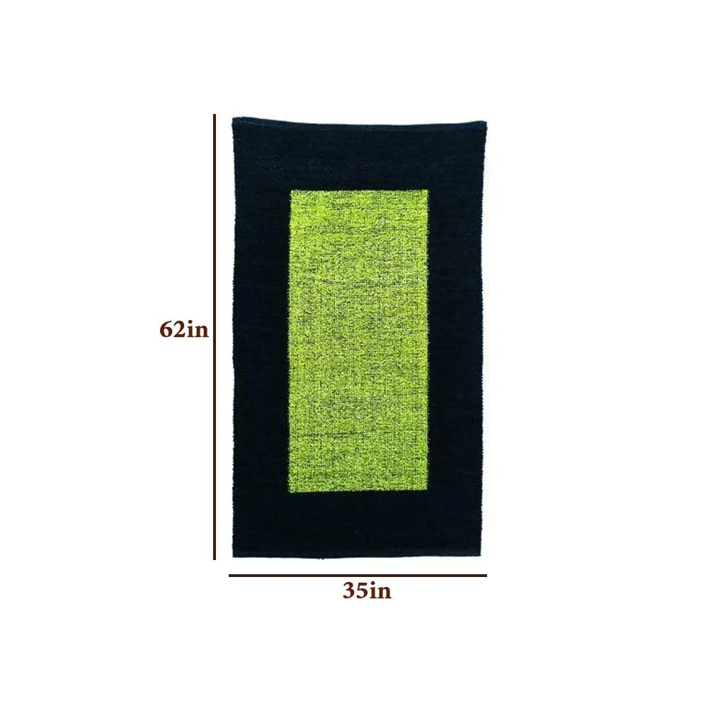 Black & Green Vibrant Hand Braided Rug