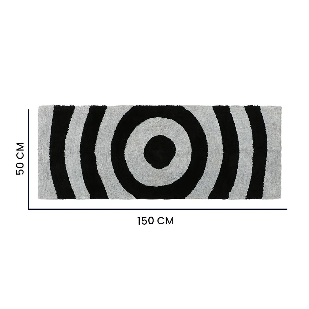 Black & Grey Spiral Designer Polyester Bedside Runner