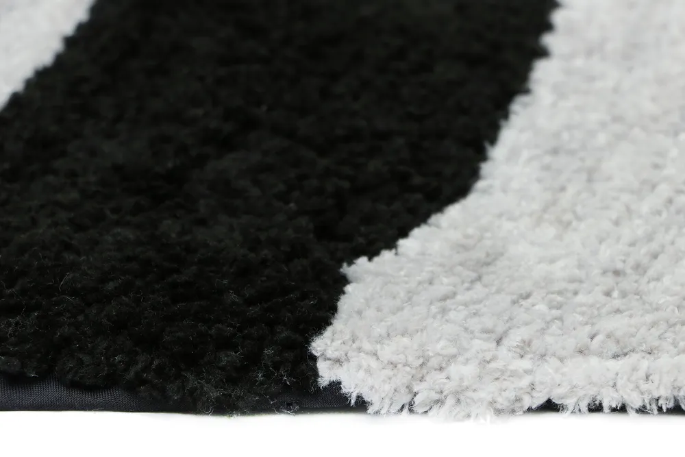 Black & Grey Spiral Designer Polyester Bedside Runner