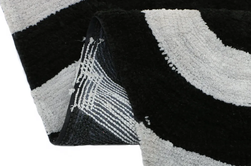 Black & Grey Spiral Designer Polyester Bedside Runner