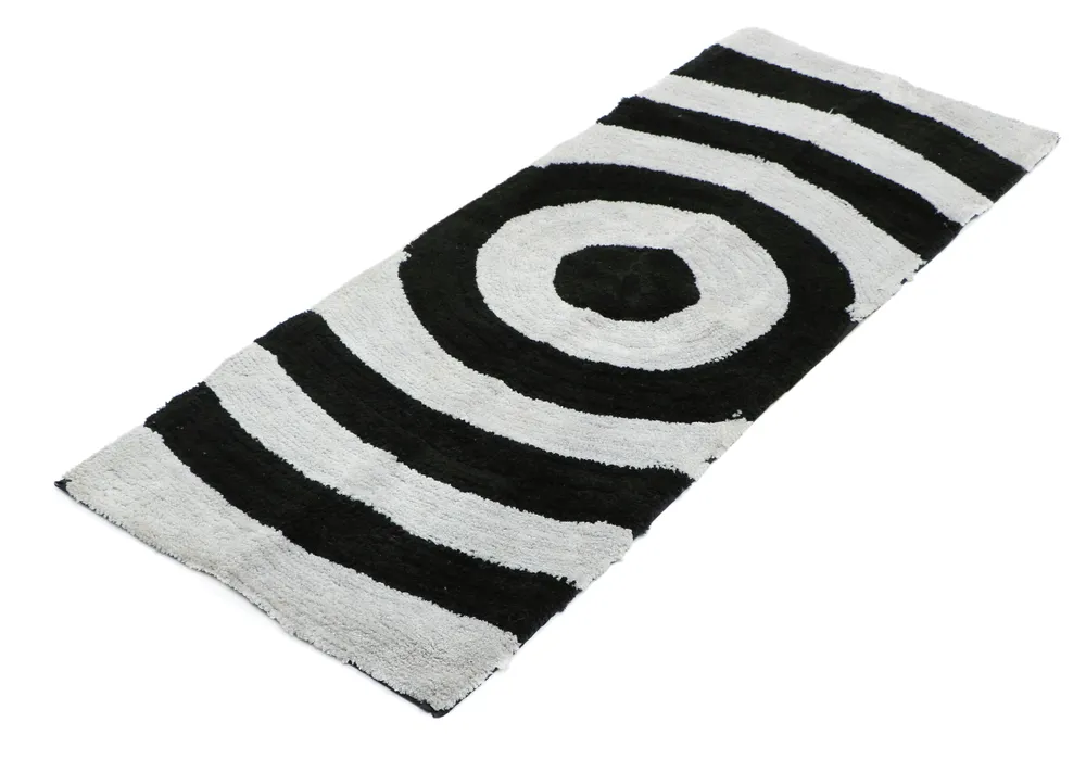 Black & Grey Spiral Designer Polyester Bedside Runner