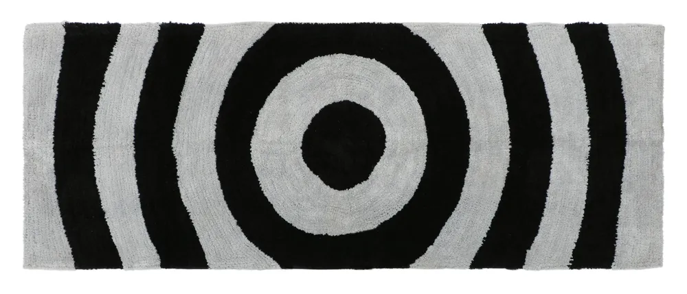 Black & Grey Spiral Designer Polyester Bedside Runner