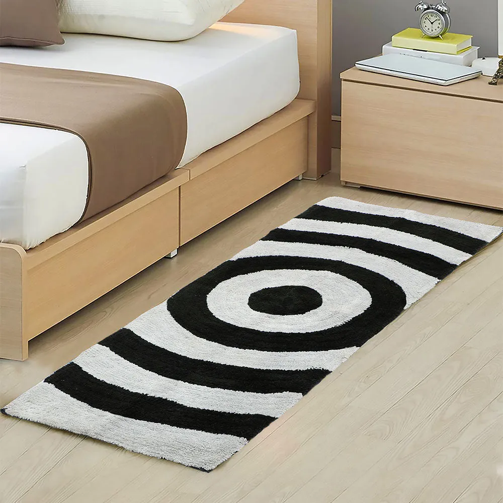 Black & Grey Spiral Designer Polyester Bedside Runner