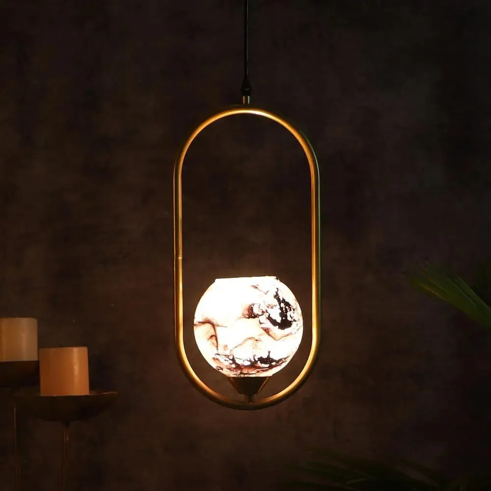 Black & Grey Splashed Cutdoom Capsule Hanging Light