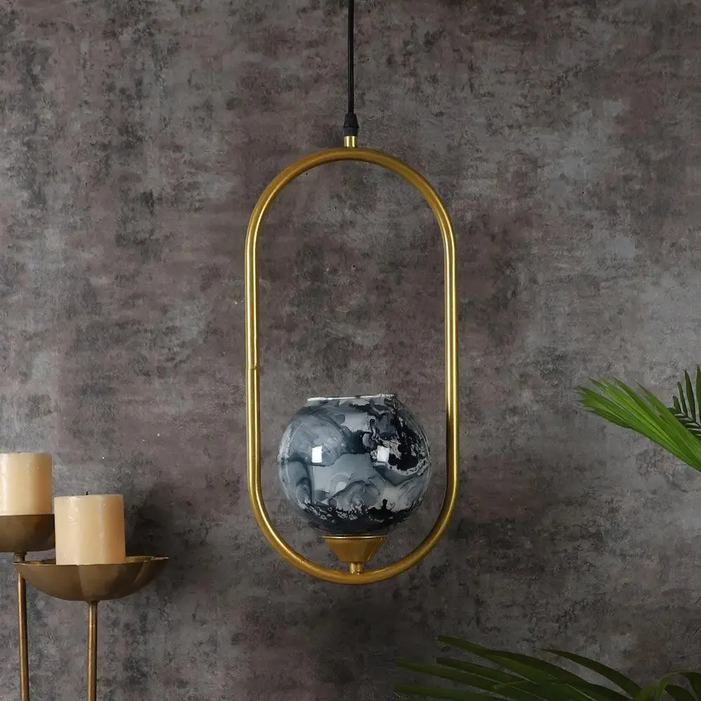 Black & Grey Splashed Cutdoom Capsule Hanging Light