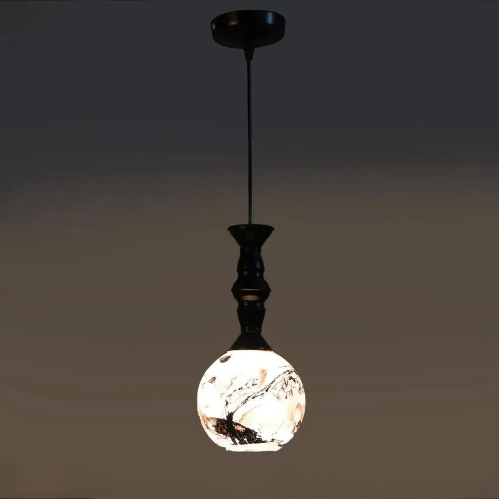 Black & Grey Splashed Single Globe Ceiling Light