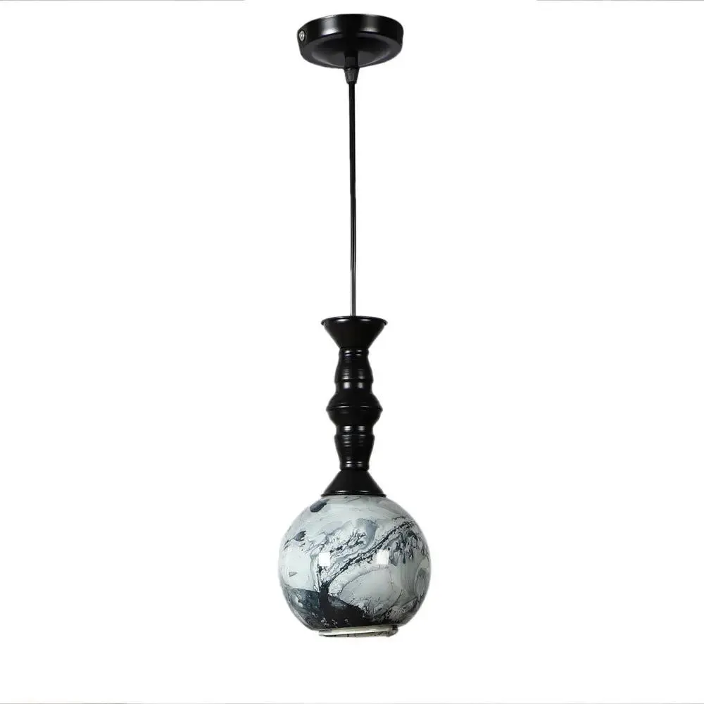 Black & Grey Splashed Single Globe Ceiling Light