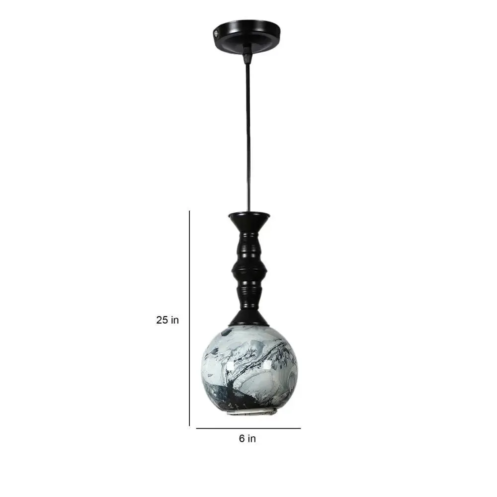 Black & Grey Splashed Single Globe Ceiling Light