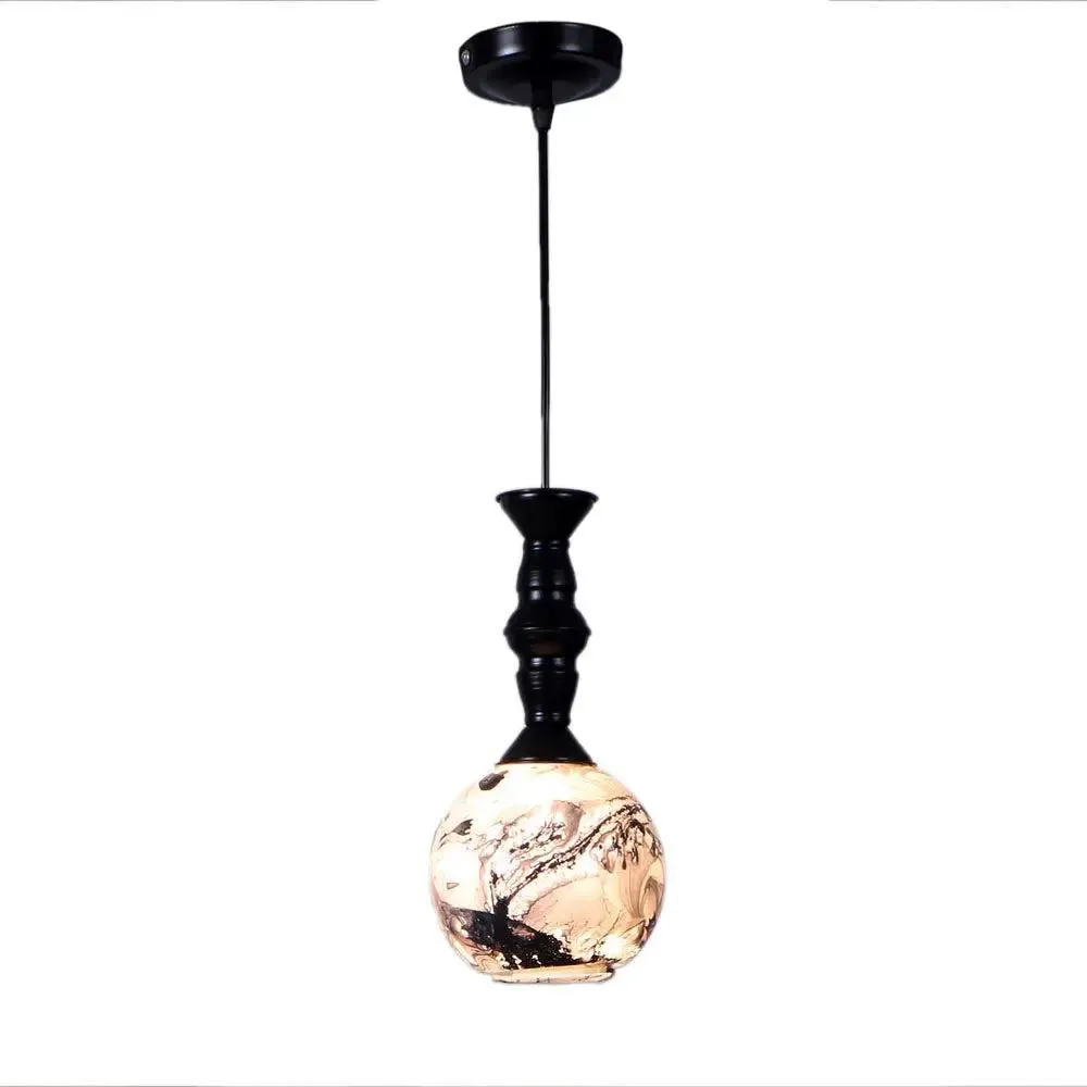 Black & Grey Splashed Single Globe Ceiling Light