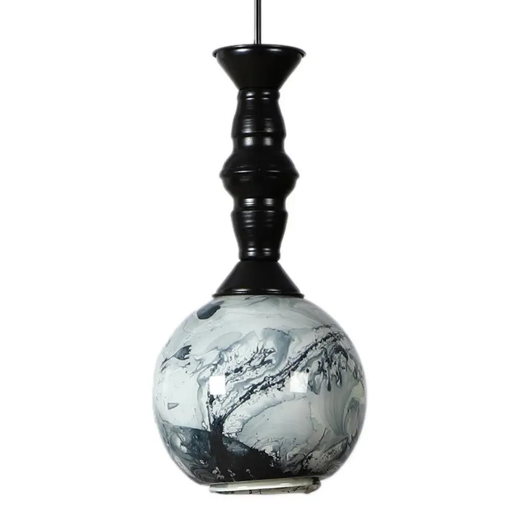 Black & Grey Splashed Single Globe Ceiling Light
