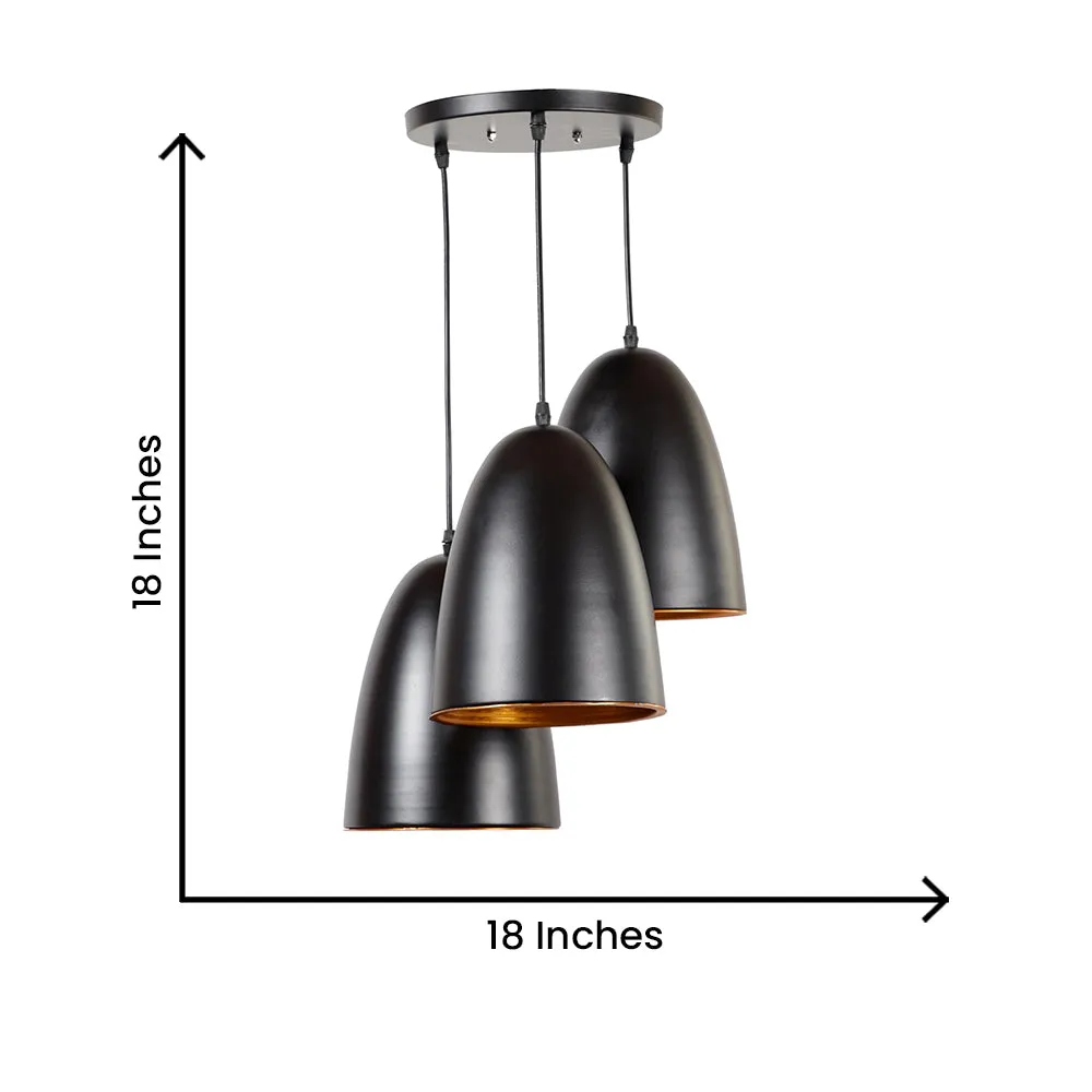 Black Inverted Tripple Cluster Hanging Light