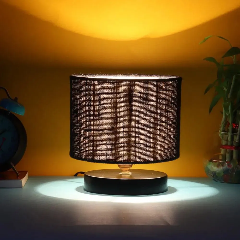 Black Jute Table Lamp with Iron Base