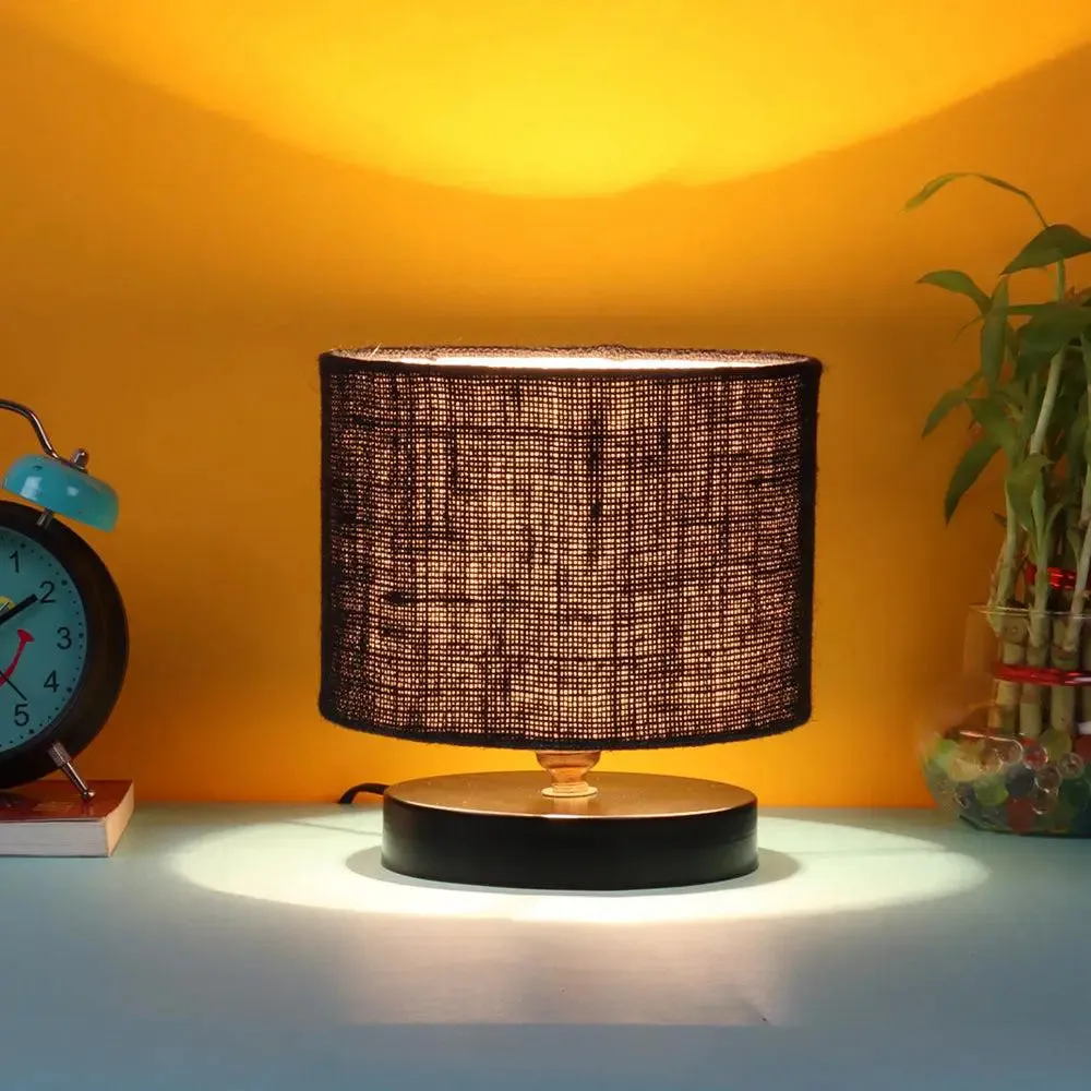 Black Jute Table Lamp with Iron Base