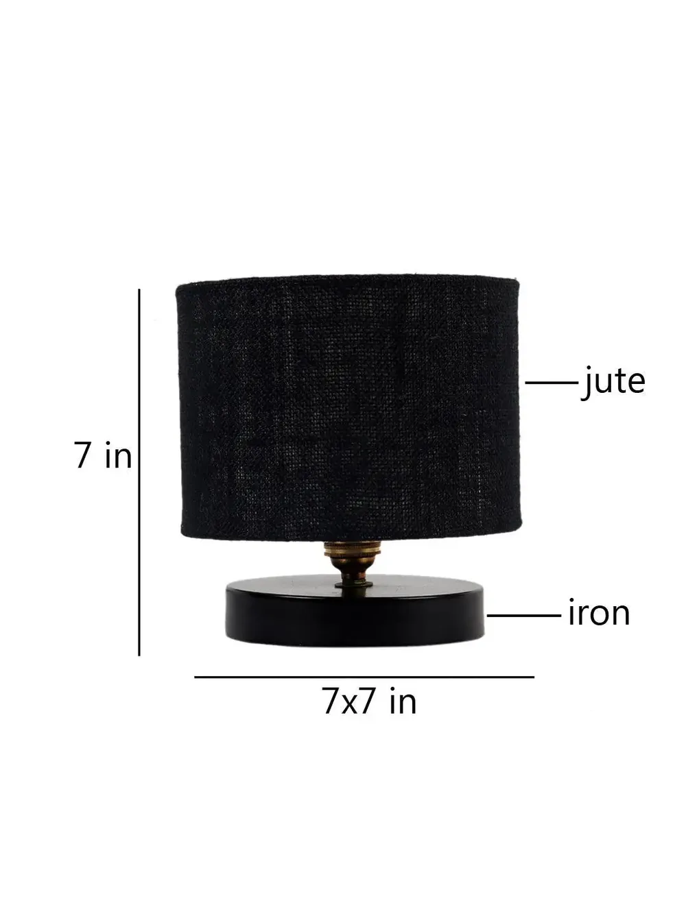 Black Jute Table Lamp with Iron Base