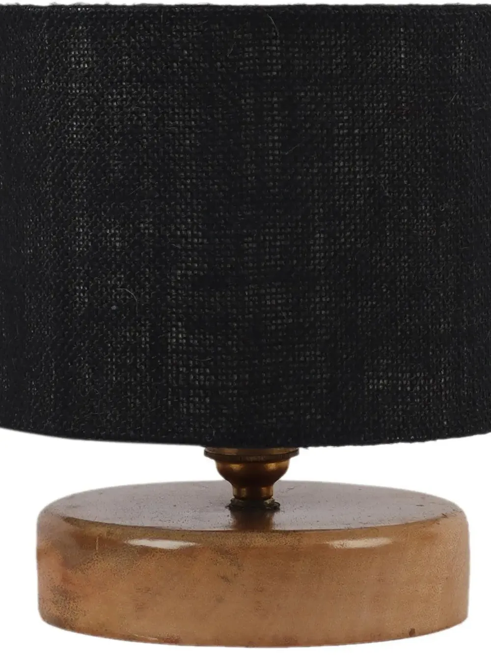 Black Jute Table Lamp with Wood Base