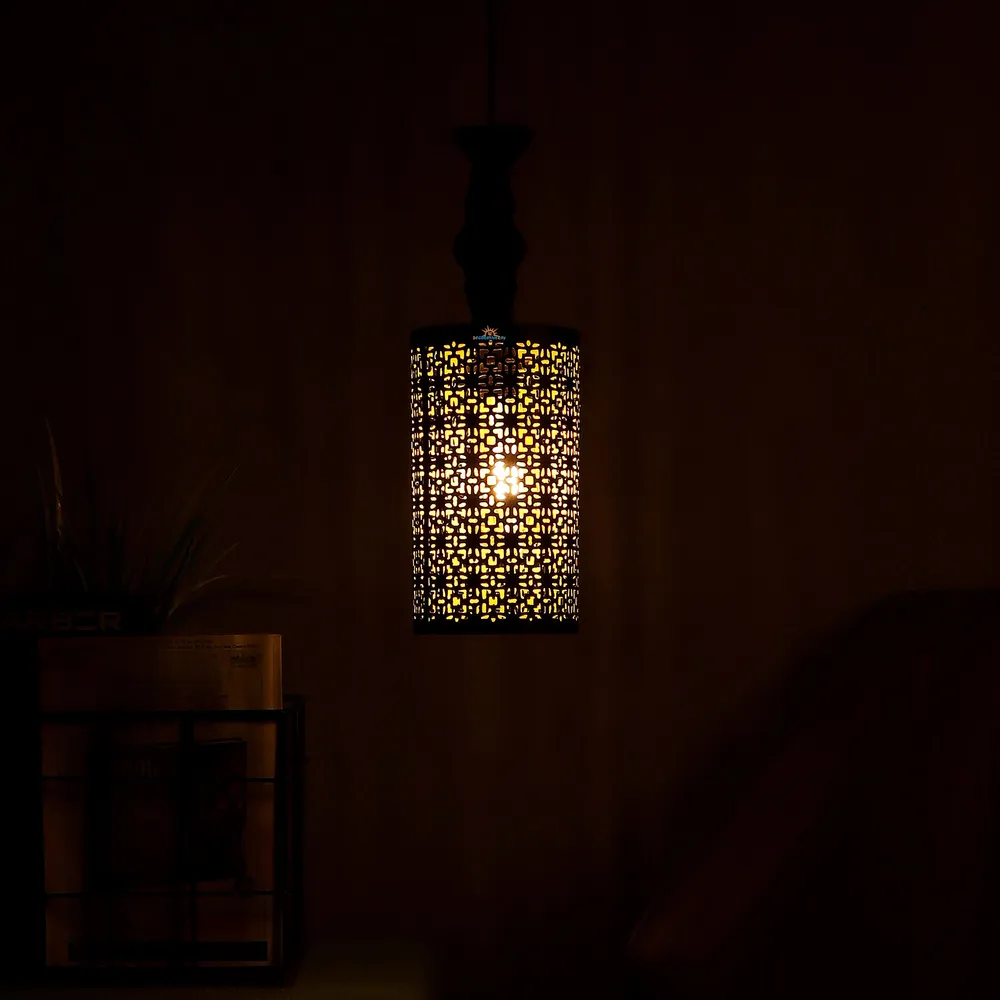 Black Metal Cut-Out Hanging Light