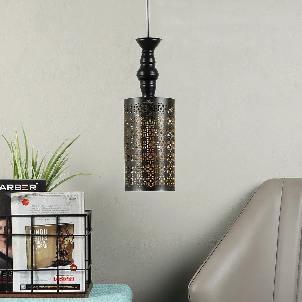 Black Metal Cut-Out Hanging Light