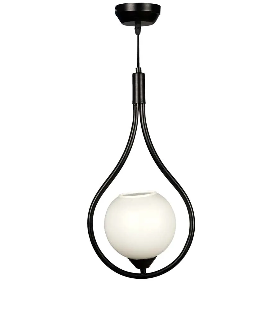 Black Metal Encircled Globe Hanging Light