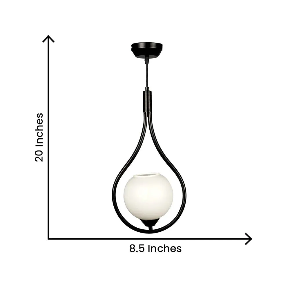 Black Metal Encircled Globe Hanging Light