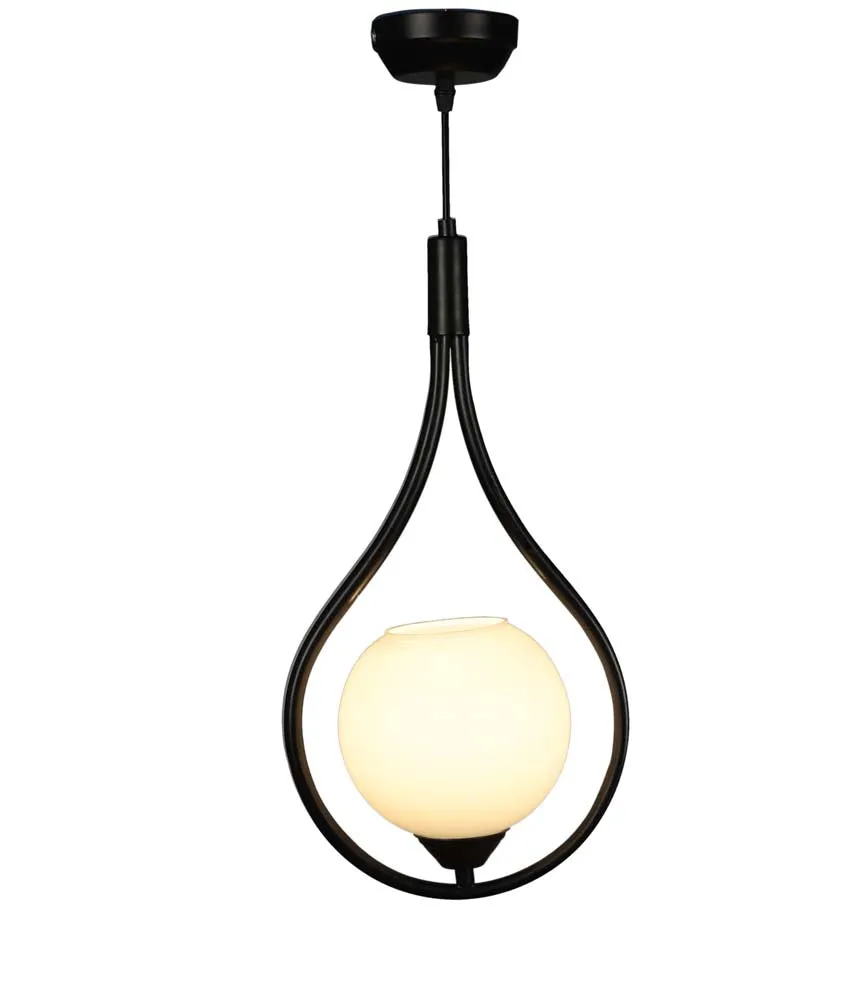 Black Metal Encircled Globe Hanging Light