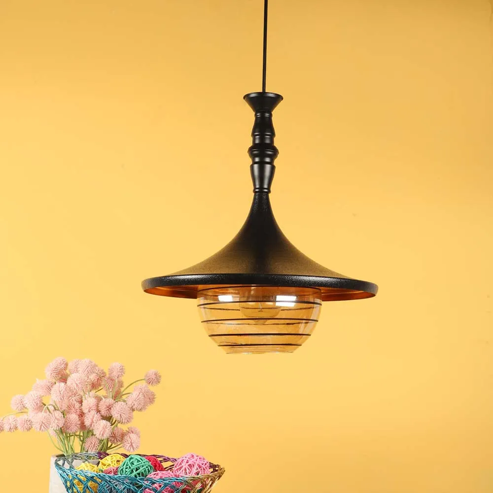 Black Metal Shaded Standard Ceiling Light