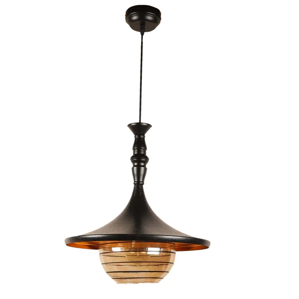 Black Metal Shaded Standard Ceiling Light