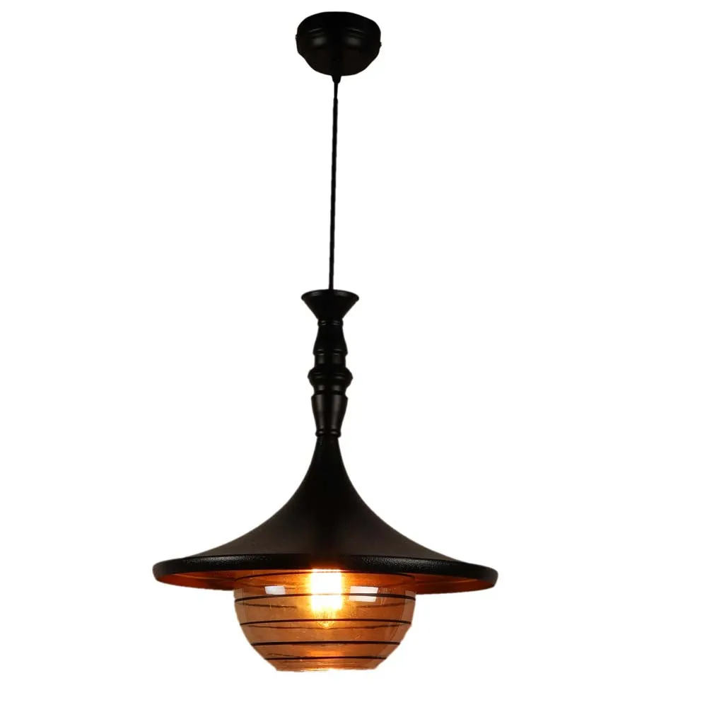 Black Metal Shaded Standard Ceiling Light