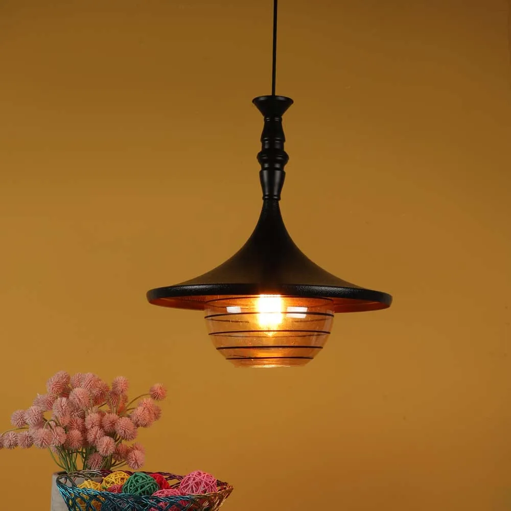 Black Metal Shaded Standard Ceiling Light