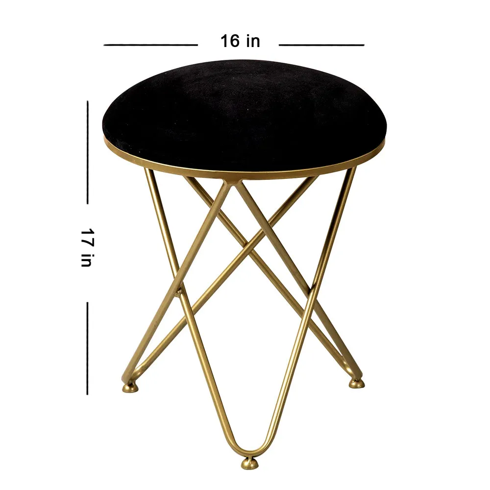 Black Metallic Criss Cross Pouffe Stool
