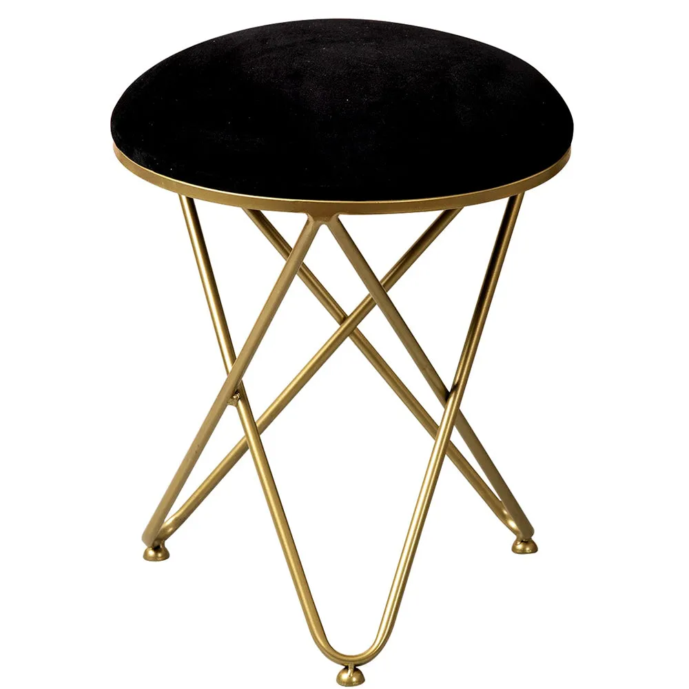 Black Metallic Criss Cross Pouffe Stool