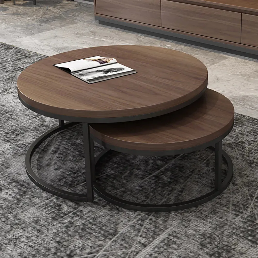 Black Metallic Nesting Center Tables In Chocolate Hue