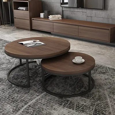 Black Metallic Nesting Center Tables In Chocolate Hue