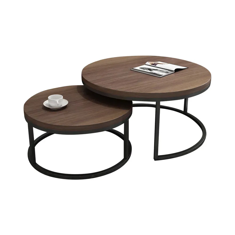 Black Metallic Nesting Center Tables In Chocolate Hue