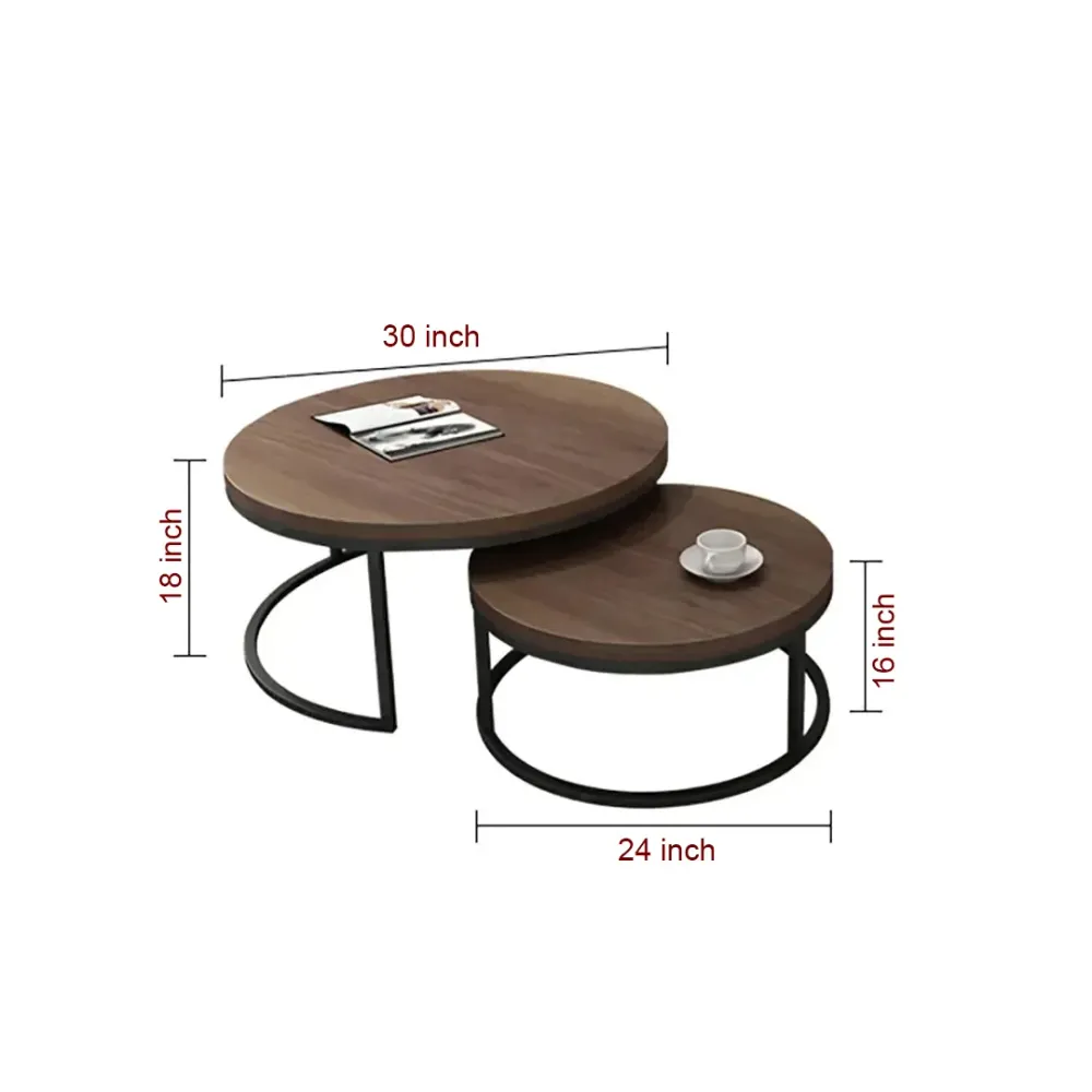 Black Metallic Nesting Center Tables In Chocolate Hue