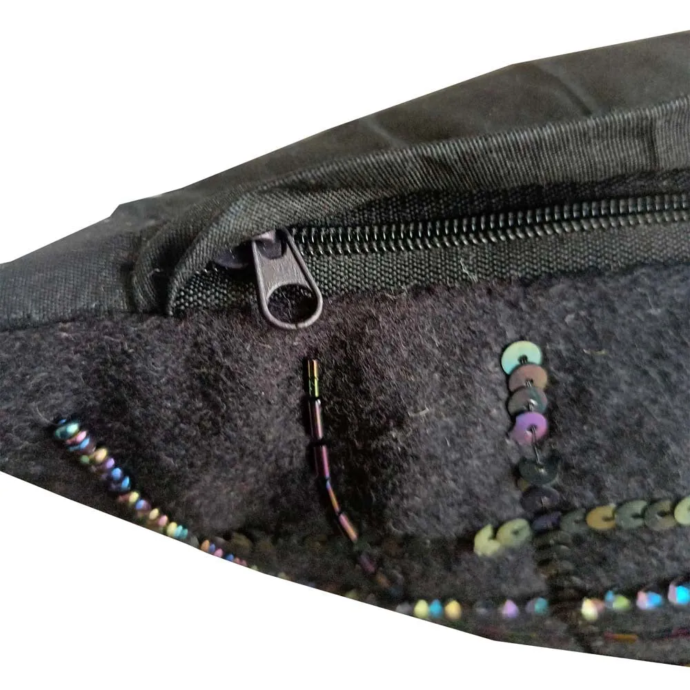 Black Minimal Embroidery Poly Dupion Cushion Cover