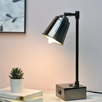 Black Nickel Slanting Bell Shaped Adjustable Metal Modern Table Lamp