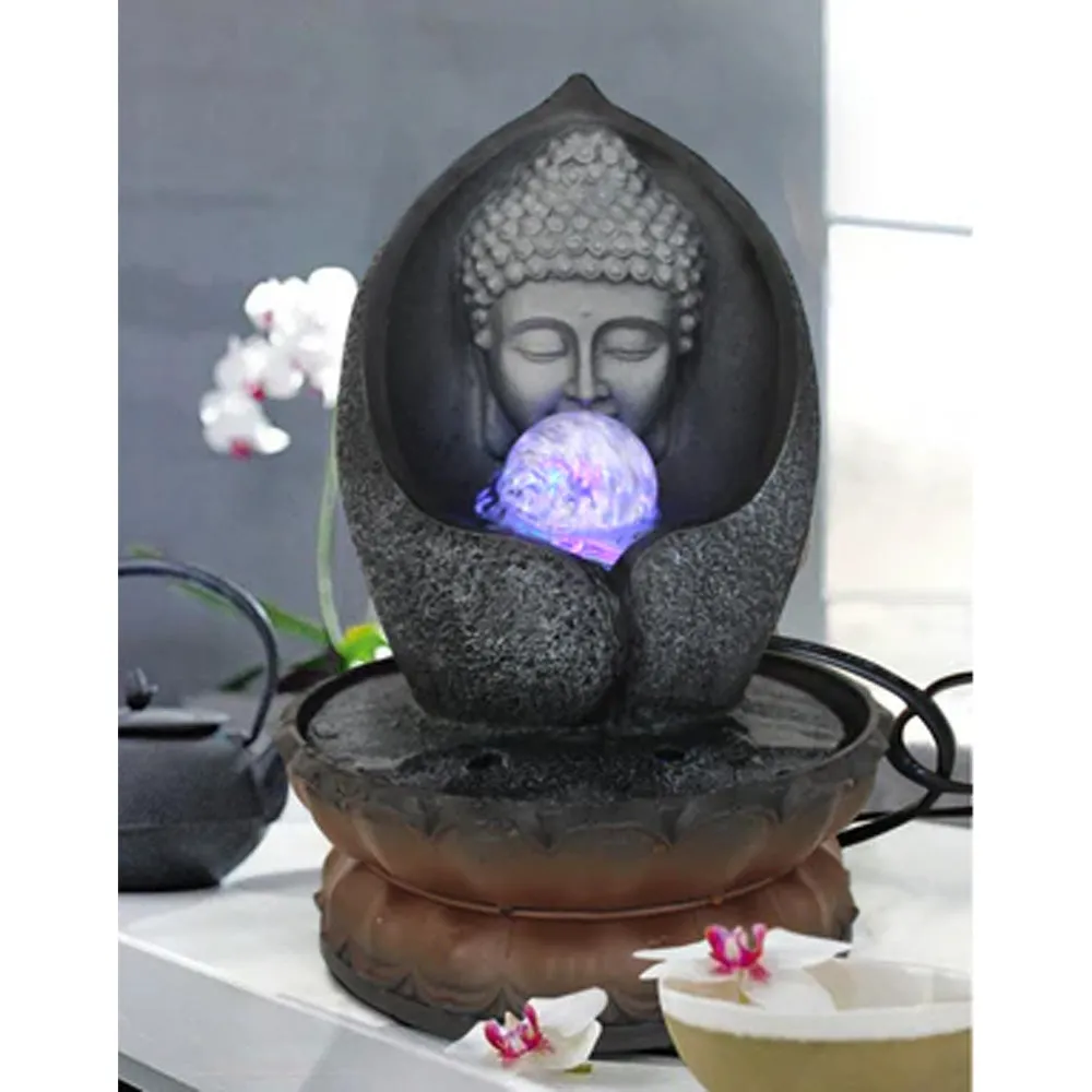 Black Polyresin Buddha Face Indoor Water Fountain