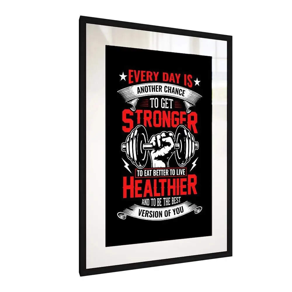 Black & Red Typographic Framed Art Gym Wall Decor