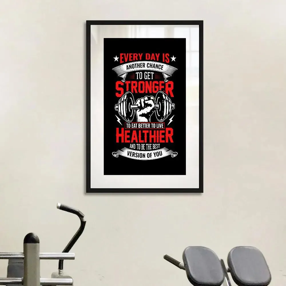 Black & Red Typographic Framed Art Gym Wall Decor