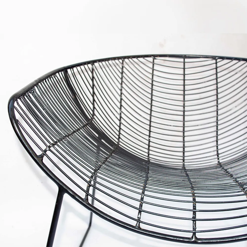 Black Shine Caged Pattern Metal Outdoor Chair