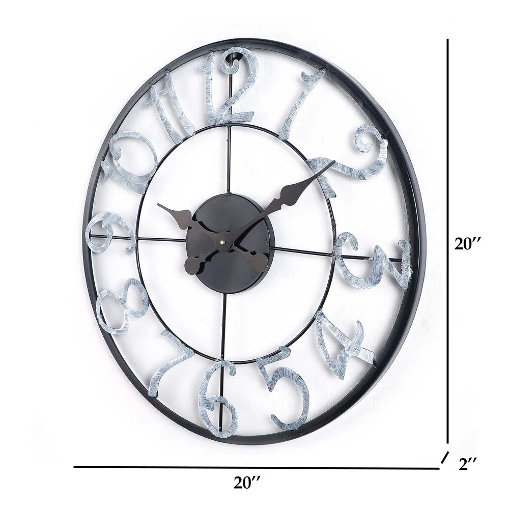 Black & Silver Vintage Roman Decorative Metal Wall Clock