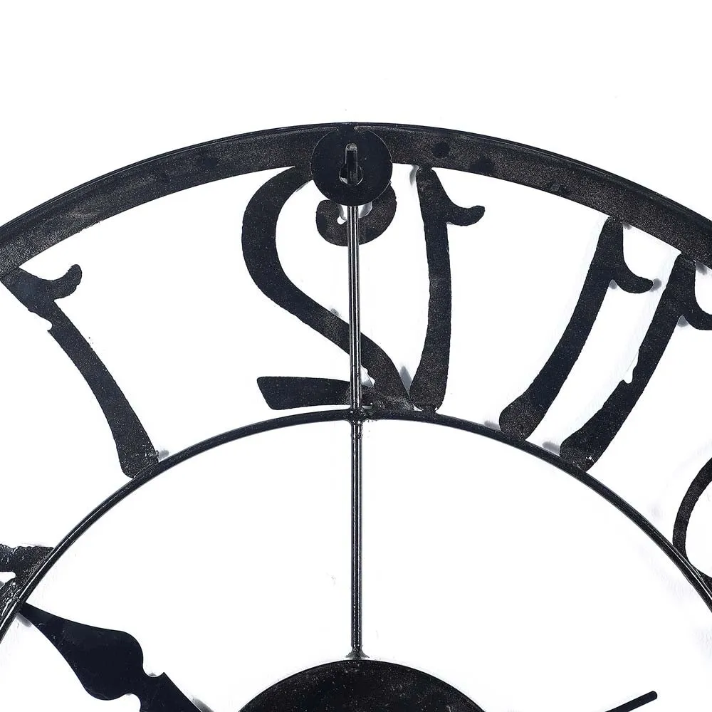 Black & Silver Vintage Roman Decorative Metal Wall Clock