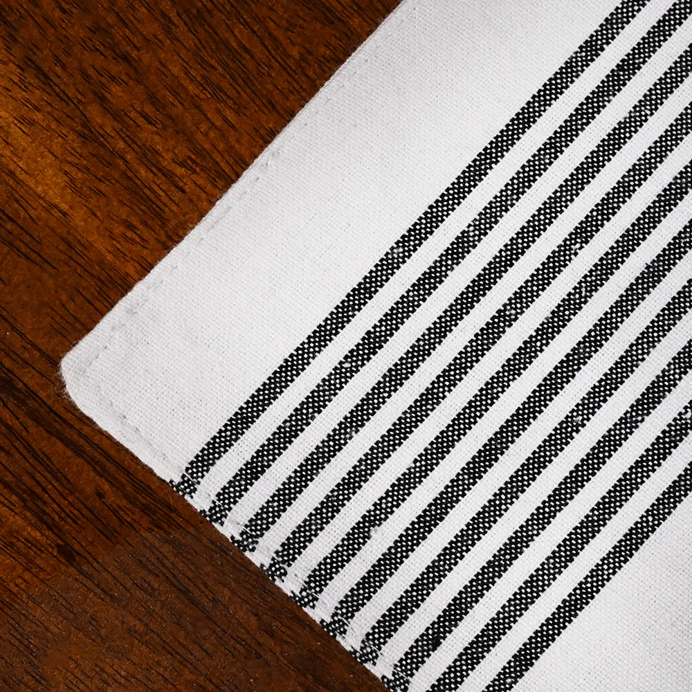 Black Striped Premium Cotton Placemats Set Of 6