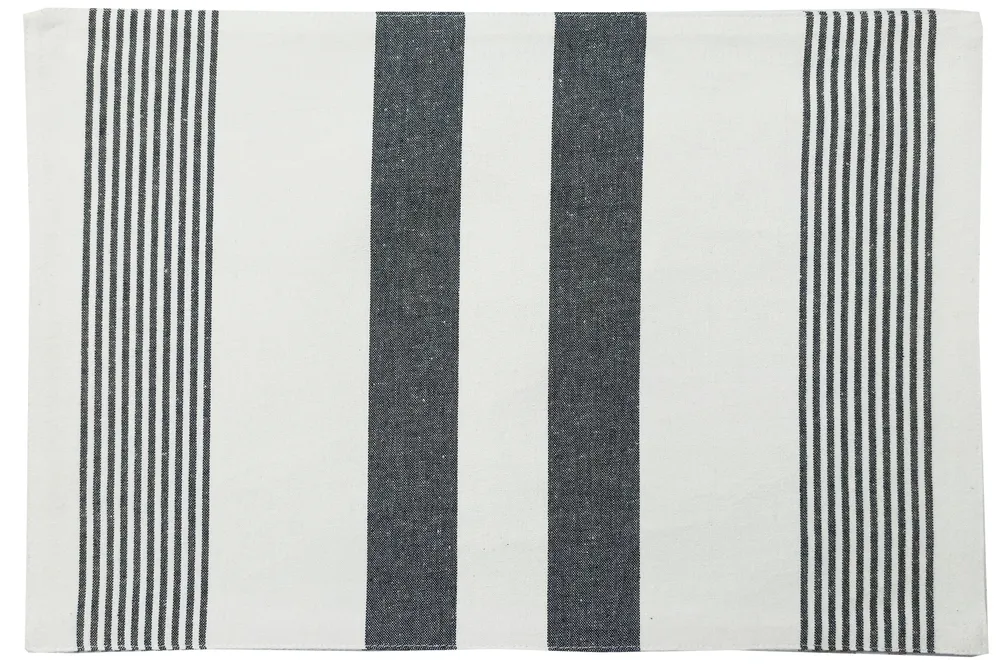 Black Striped Premium Cotton Placemats Set Of 6