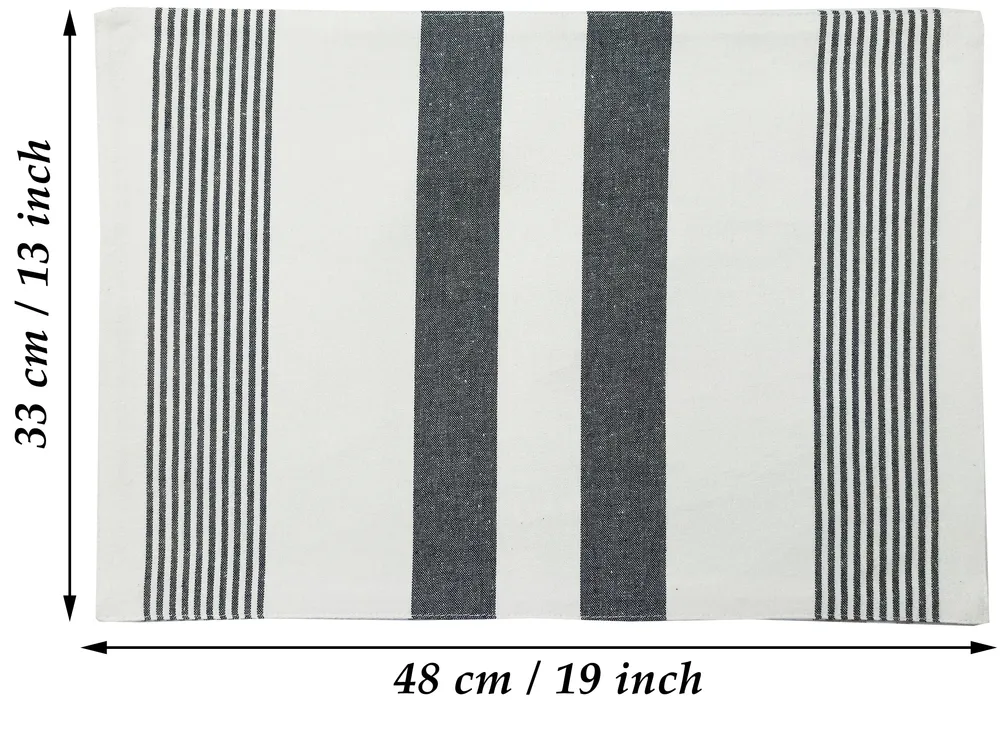 Black Striped Premium Cotton Placemats Set Of 6