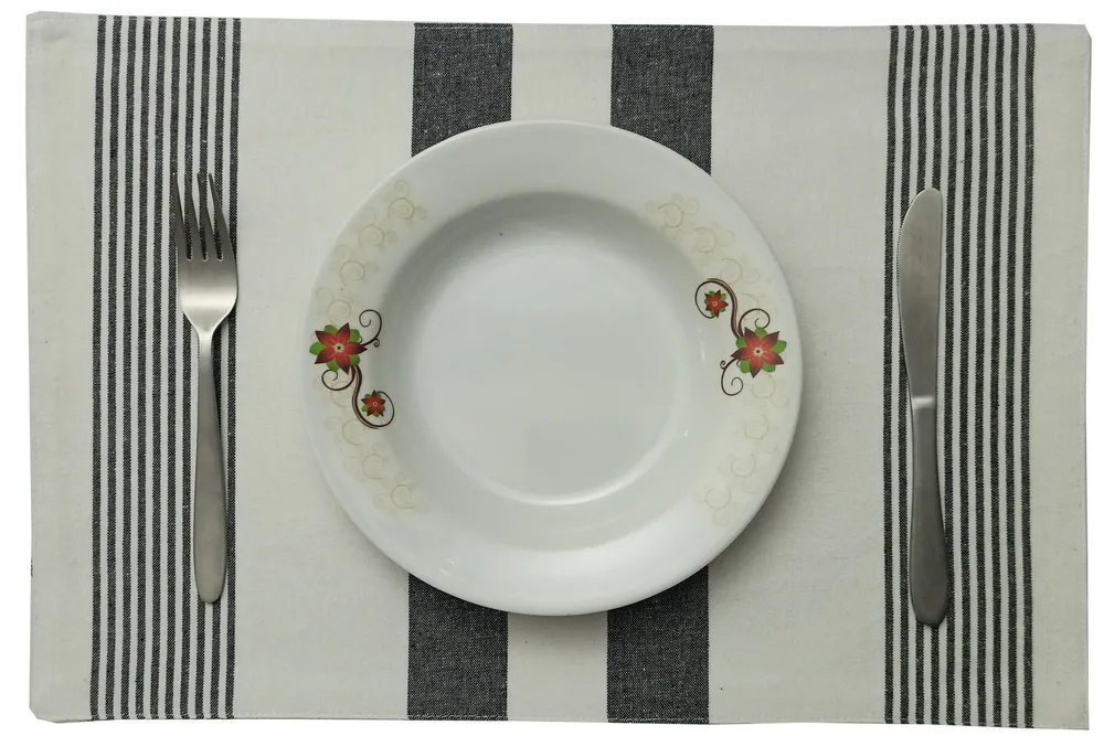 Black Striped Premium Cotton Placemats Set Of 6